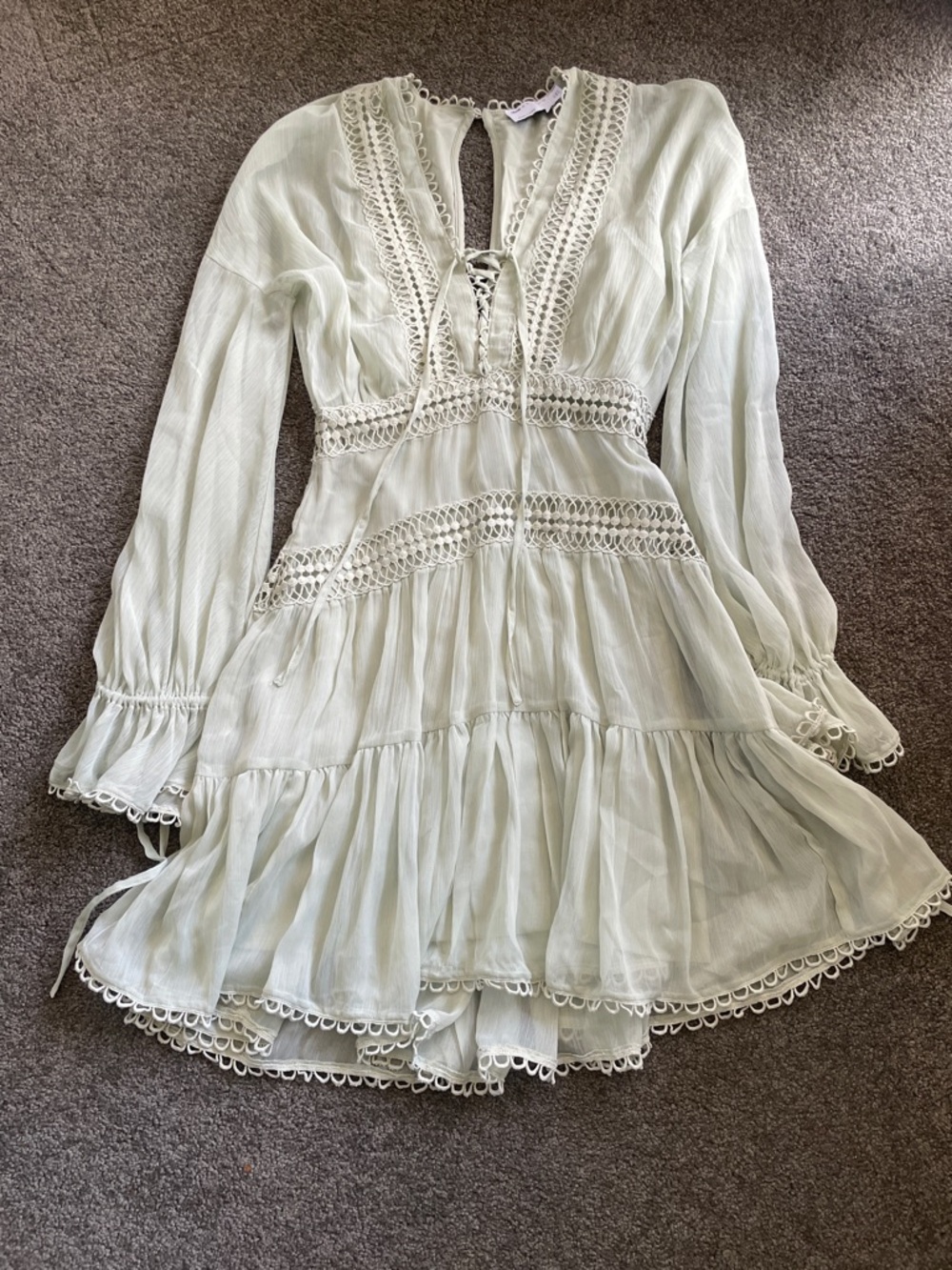ASOS 0 Lace-Trim sage mint Mini Dress